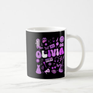 Olivia First Name I Love Olivia Groovy 80's Girls  Coffee Mug