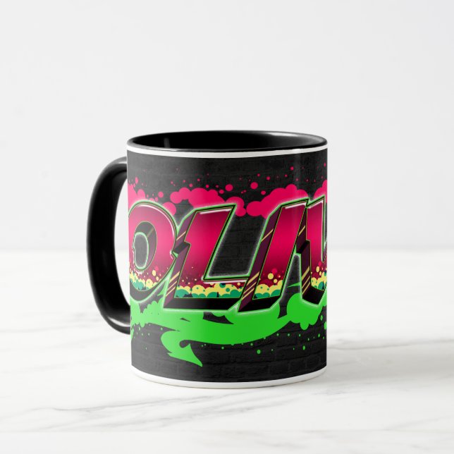 Olivia First name name Graffiti red green Tasse Mug (Front Left)