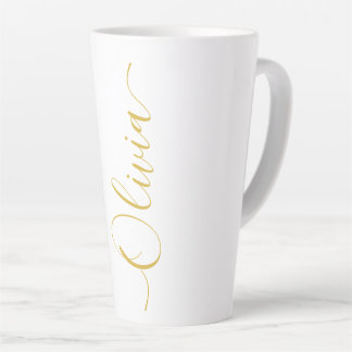 Olivia Gold Script Name Design Latte Mug