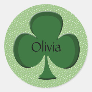 Olivia Irish Shamrock Name Stickers