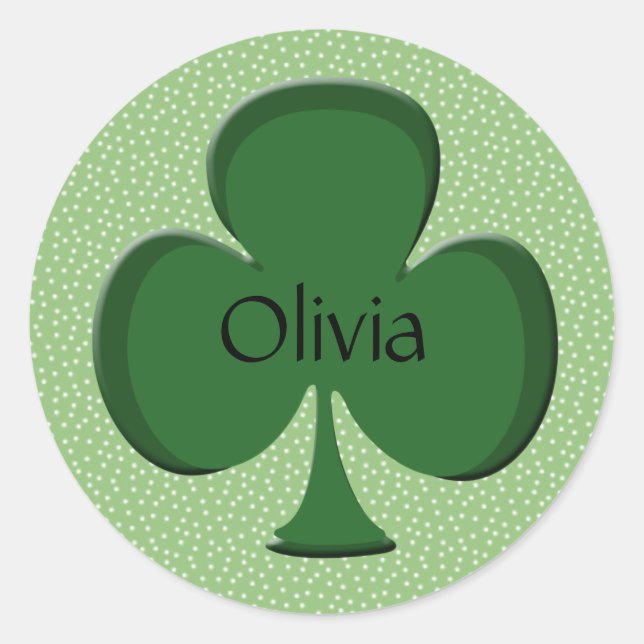 Olivia Irish Shamrock Name Stickers (Front)