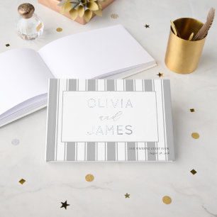 Olivia & James Elegant Gray Modern Guest Book