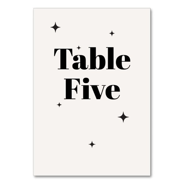 OLIVIA Modern Ivory Celestial Wedding Breakfast Table Number (Front)