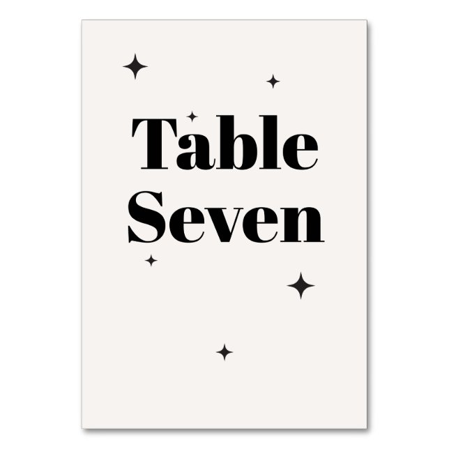 OLIVIA Modern Ivory Celestial Wedding Breakfast Table Number (Front)