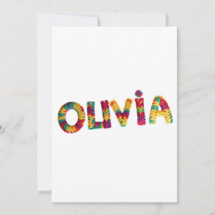 Olivia Name in Vibrant Crochet Pattern Invitation
