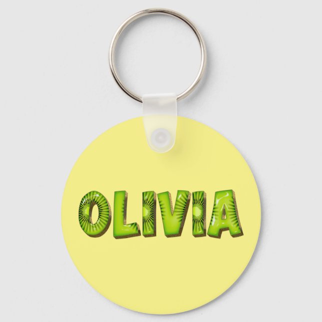 Olivia Name Kiwi Design Keychain (Front)