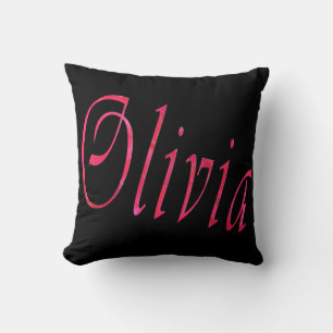 Olivia, Name, Logo, Black Throw Cushion. Cushion
