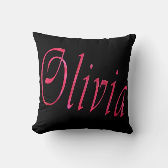 Olivia, Name, Logo, Black Throw Cushion. Cushion (Front)
