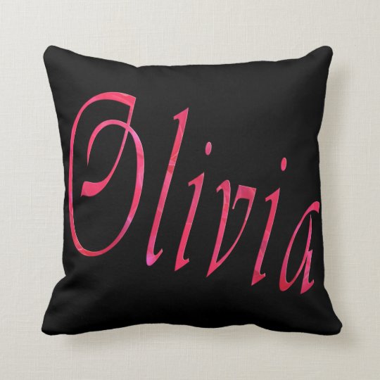 Olivia, Name, Logo, Black Throw Cushion. Cushion