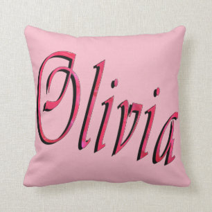 Olivia, Name, Logo, Pink Throw Cushion. Cushion