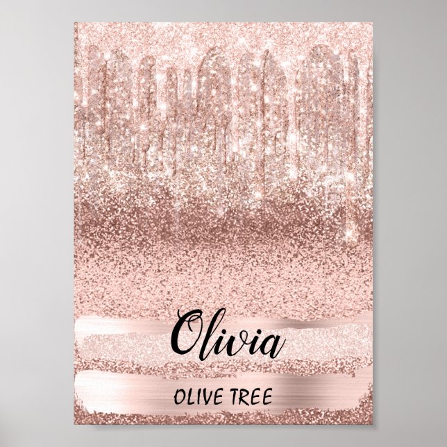 Olivia Name Meaning Birthday 16th Bridal Rose Poster (Front)