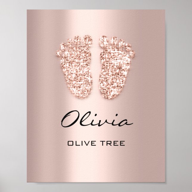 Olivia Name Meaning New Baby Feet Rose Gift Poster (Front)
