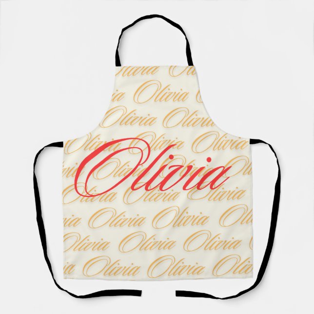 Olivia Name Pattern Design Apron (Front)