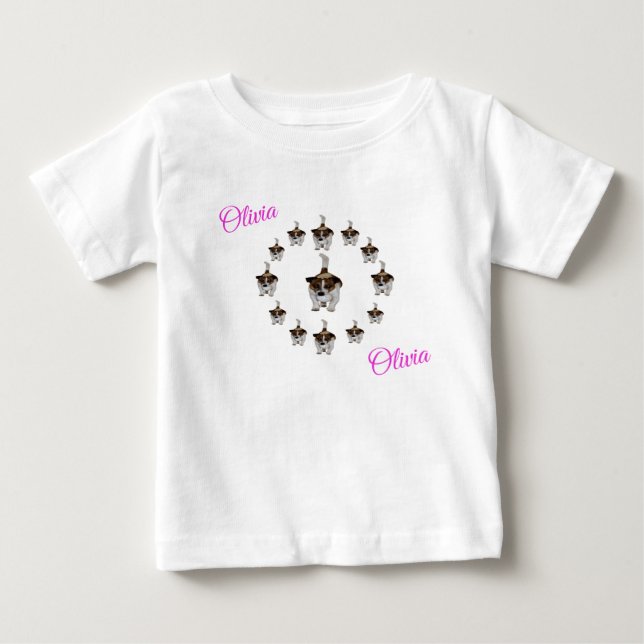 "Olivia" Name With Fox Terriers, Baby Tshirt (Front)