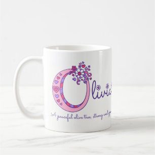 Olivia or O initial name meaning pink art mug