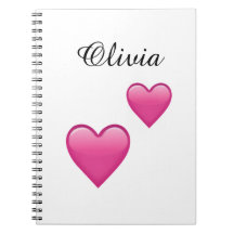 Olivia Personalised Emoji Hearts NoteBook
