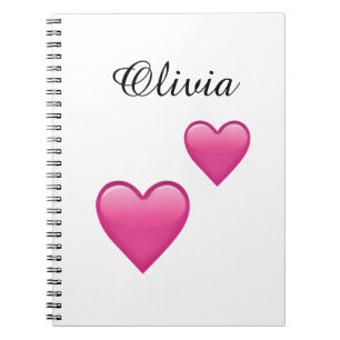Olivia Personalised Emoji Hearts NoteBook