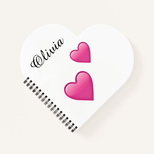 Olivia Personalised Emoji Hearts NoteBook (Front)