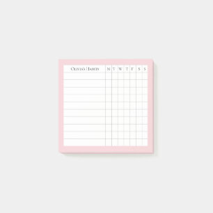 Olivia Personalised Habit Tracker in Blush Post-it Notes