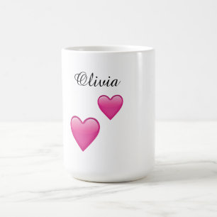 Olivia Personalized Hearts Emoji Mug