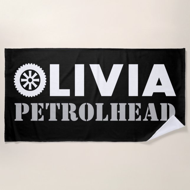 Olivia Petrol Head Beach Towel (Front)