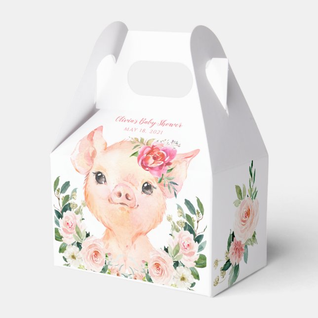 Olivia Pigsley  - Pig Baby Shower Favour Box (Front Side)
