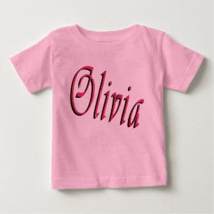 Olivia, Pink Cursive Name Logo, Baby's T-shirt