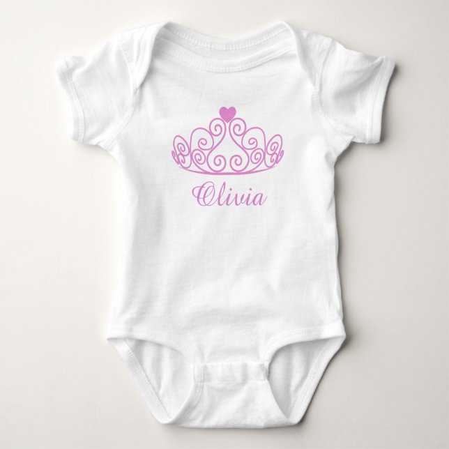 Olivia, Pink Princess Baby Tee, Add Baby's Name Baby Bodysuit (Front)