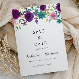 OLIVIA   Purple Floral Save the Date Template