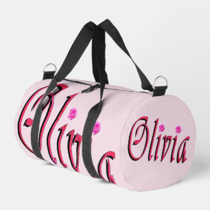 "Olivia" Red And Pink Olivia Name,  Duffle Bag