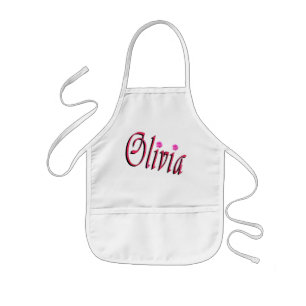 "Olivia" Red And Pink Olivia Name, Kids Apron