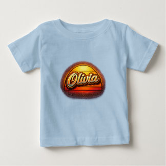 Olivia Retro Sunset Personalised Name Design Baby T-Shirt