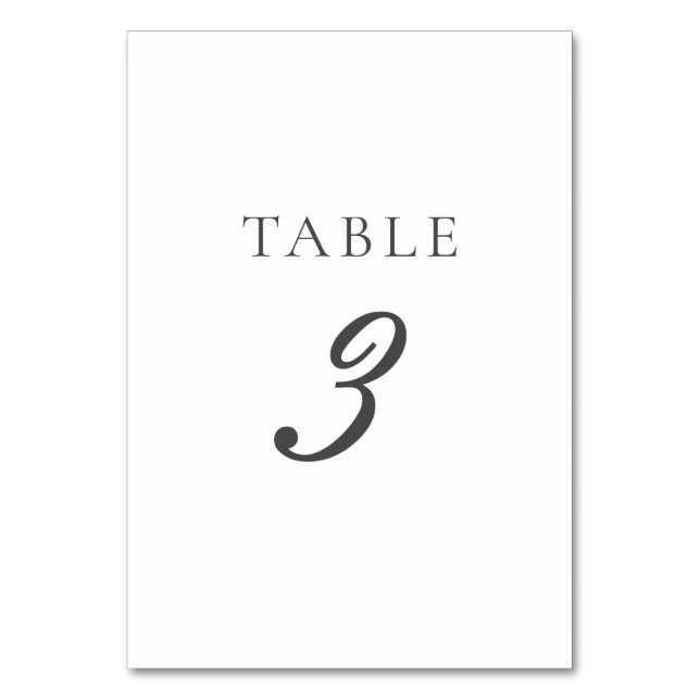 Olivia Simple Elegant Grey Wedding Table Number (Front)