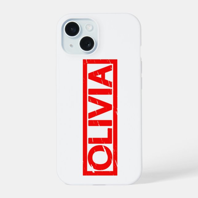 Olivia Stamp iPhone 15 Case (Back)
