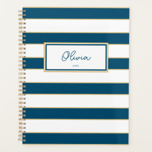 Olivia Stripes Planner in Navy and White