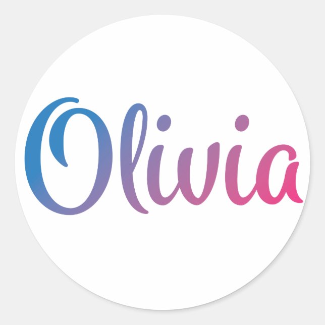 Olivia Stylish Cursive Classic Round Sticker (Front)