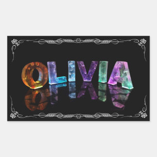 Olivia  - The Name Olivia in 3D Lights (Photograph Rectangular Sticker