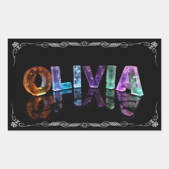 Olivia  - The Name Olivia in 3D Lights (Photograph Rectangular Sticker (Front)
