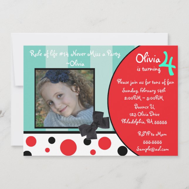 Olivia The Pig Inspired Invitation (Front)