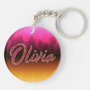 Olivia Vorname Name golden pink Schlüsselanhänger Key Ring