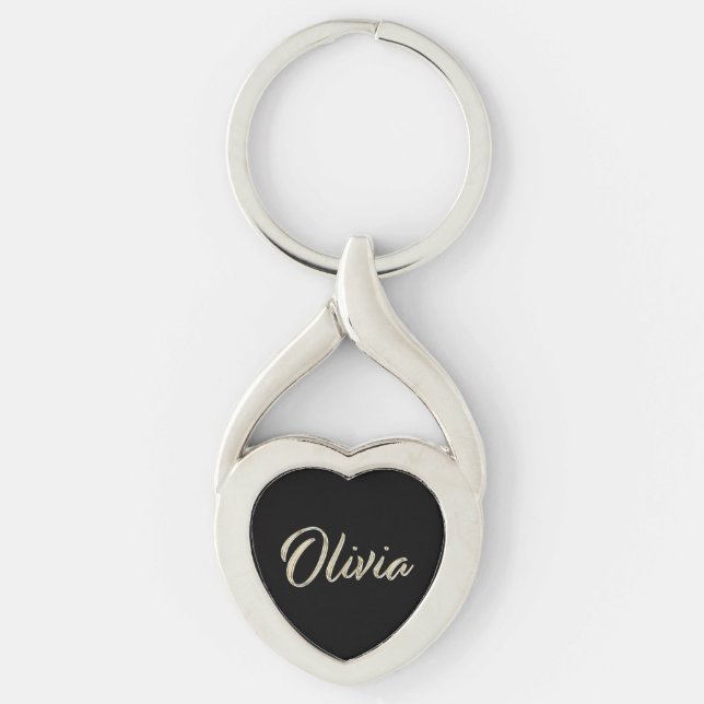 Olivia white gold Handwriting key Ring (Front)