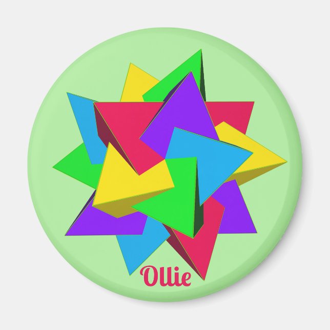 OLLIE ~ POLYHEDRA ~ MULTICOLOURED ~  MAGNET (Front)