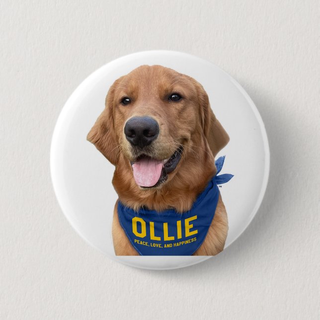 Ollie the Lucky Dog Photo Button Pin (Front)