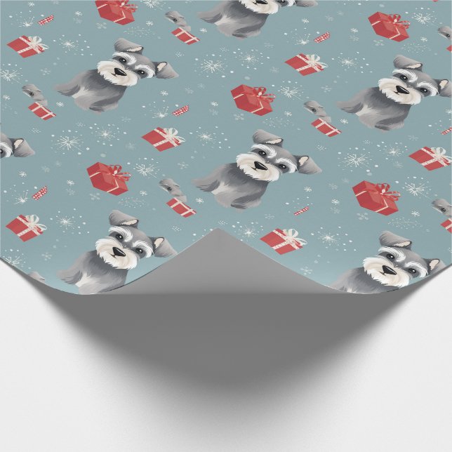 Ollie the Mini Schnauzer Xmas Wrapping Paper (Corner)