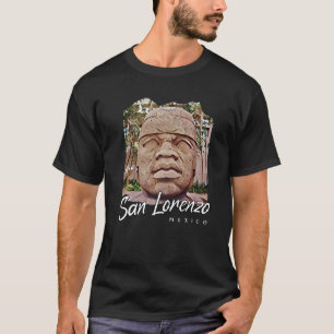 Olmec Colossal Head Painting Giant Statues Mexico T-Shirt