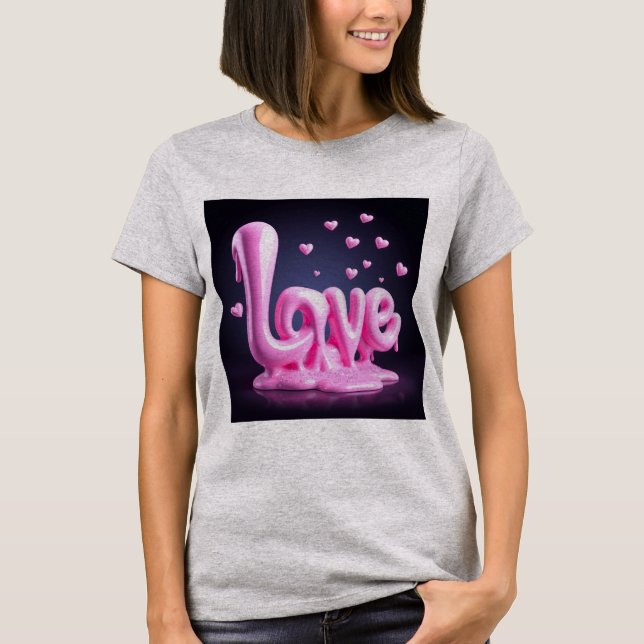 olographic 3D Iridescent Heart T-Shirt (Front)