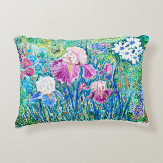olorful Flower Garden Oil Pastel Art Cushion