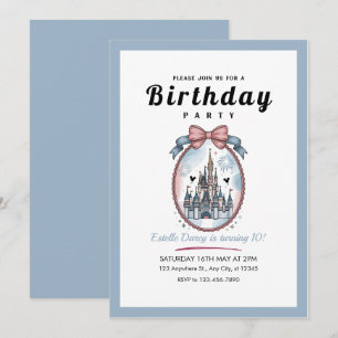olorful Rainbow Castle Girls 10th Birthday Invitat Invitation