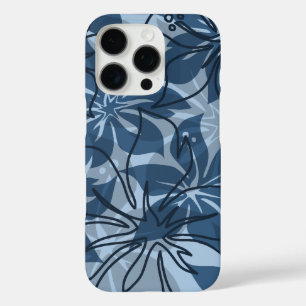 Olowalu Hibiscus Hawaiian Camo Denim Blue iPhone 16 Pro Case