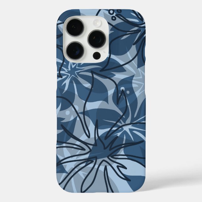 Olowalu Hibiscus Hawaiian Camo Denim Blue Case-Mate iPhone Case (Back)
